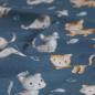 Preview: Baumwolljersey Katzen auf jeansblau